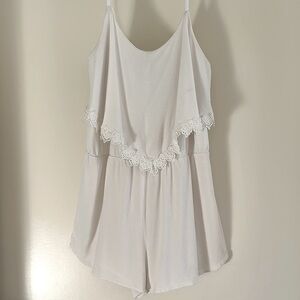 Foreign Exchange White Lace Trim Romper